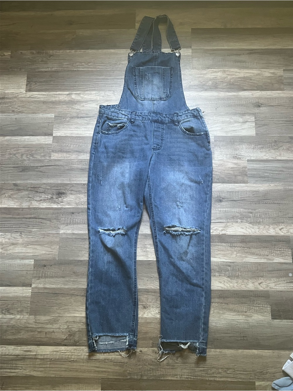 Highway Jeans Distressed Denim Overalls in Dark Blue